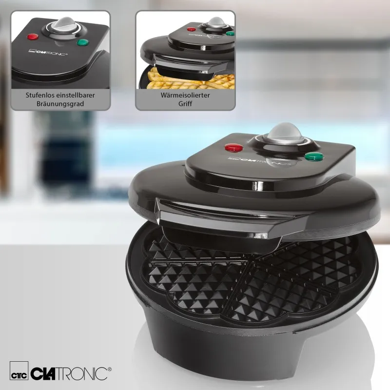 Вафельниця Clatronic WA 3491 Black: швидке приготування вафель без зайвих зусиль